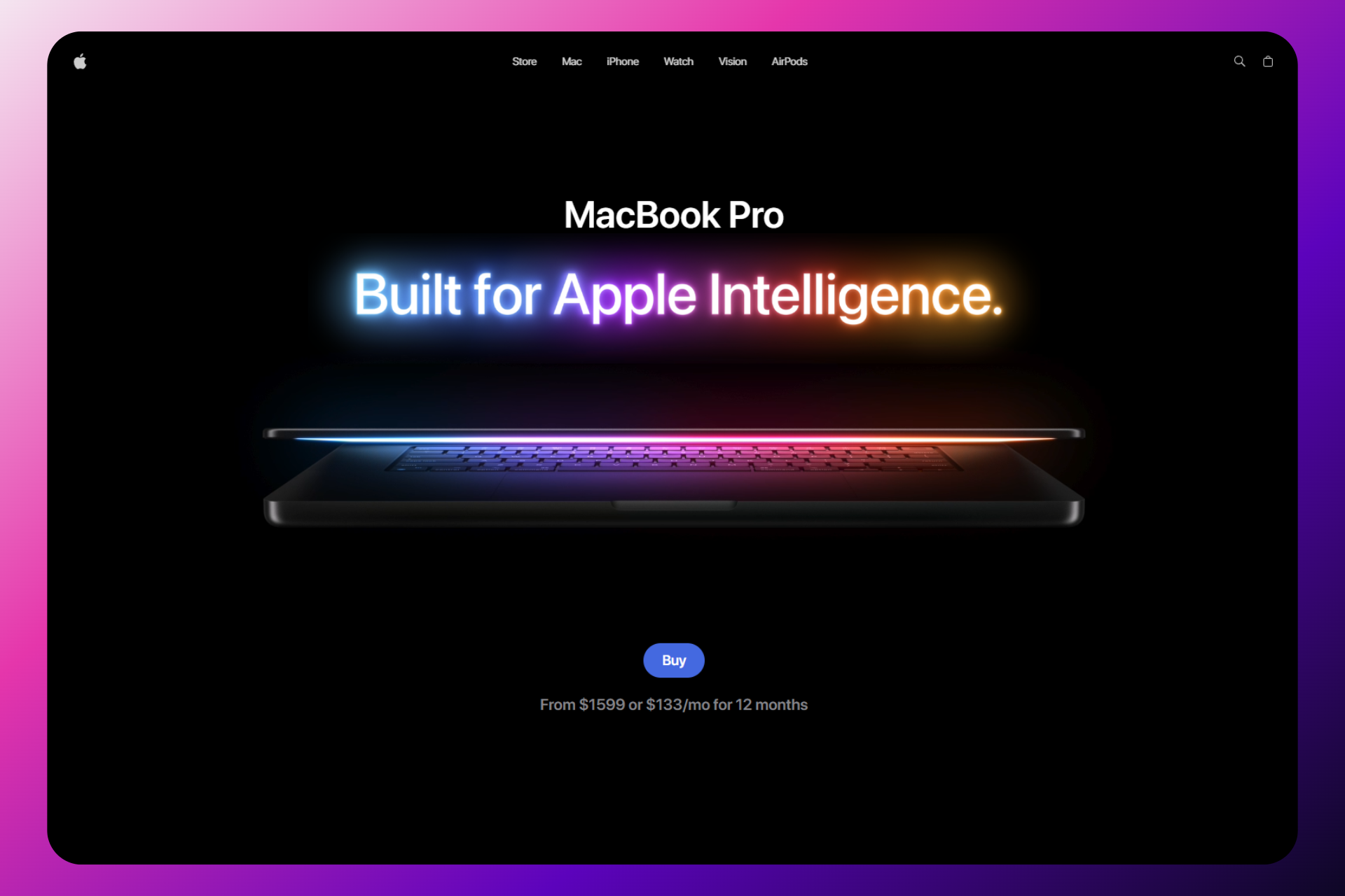 Captura de pantalla de la página de Macbook