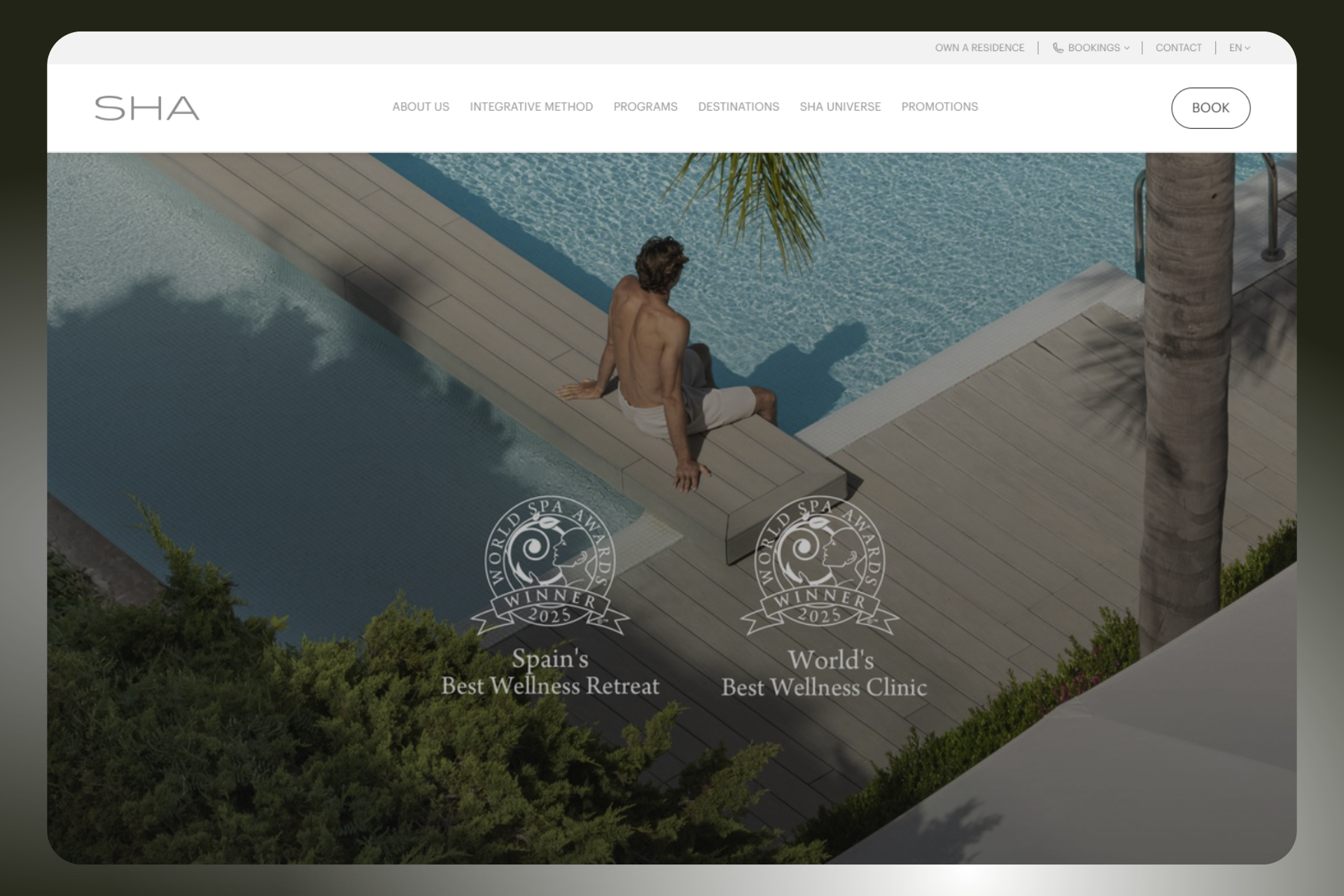 Captura de pantalla de la página de SHA Wellness Clinic