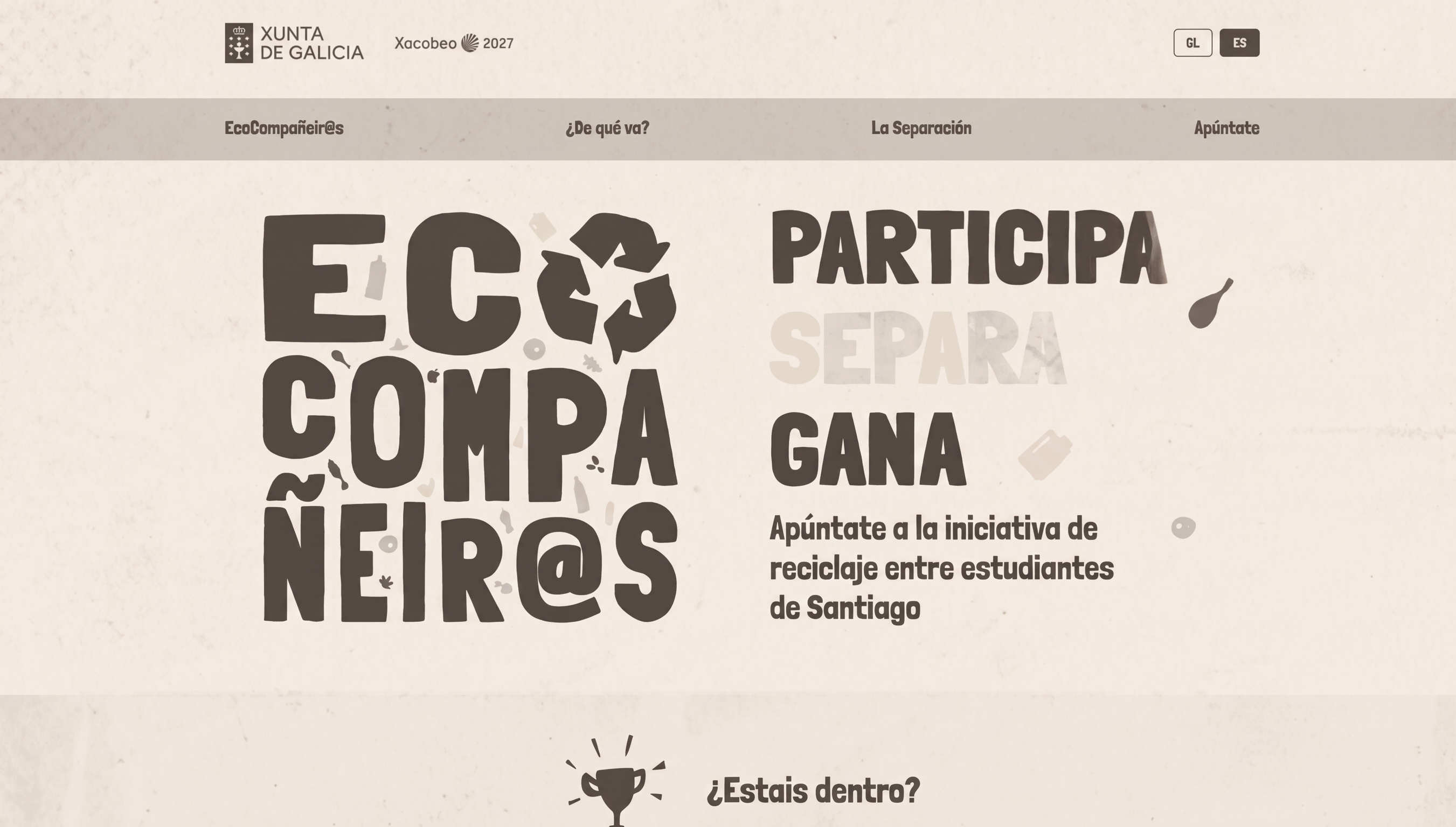 Screenshot of Ecocompañeiros, environmental gamification platform for the Xunta de Galicia